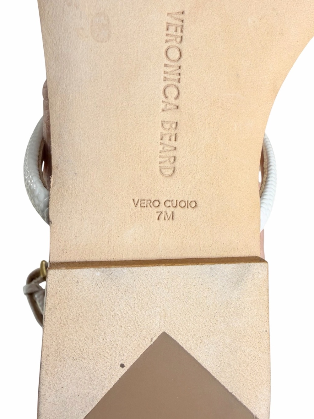 Veronica Beard White Sandal T-Bar Flat  Size 7 Minimalist - Picture 7 of 10